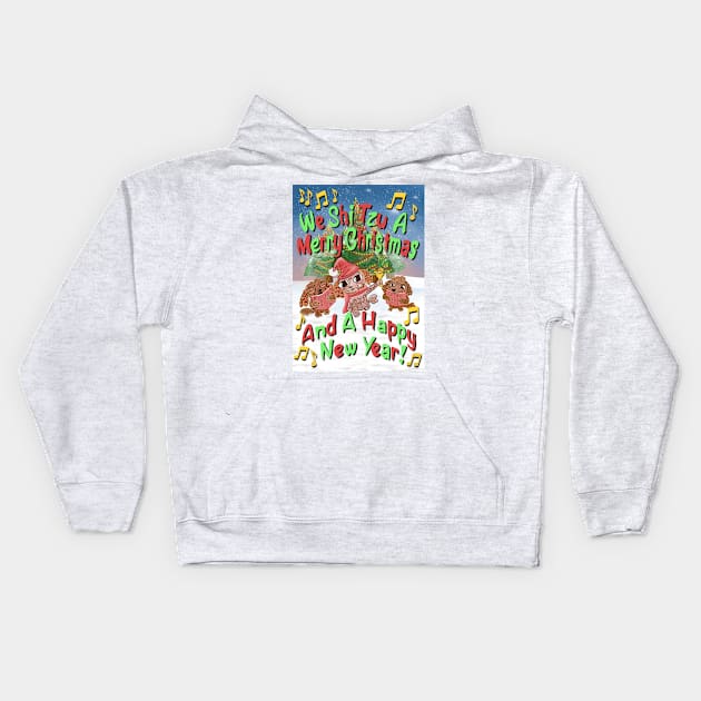 We Shi Tzu A Merry Christmas And A Happy New Year! Kids Hoodie by SubtleSplit